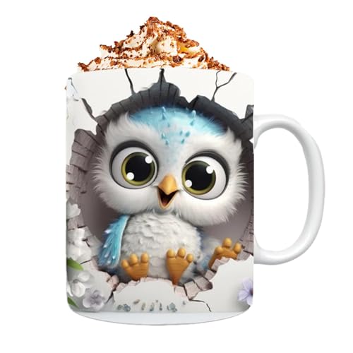 350 ml 3D-Eulen-Tassen, Keramik Kaffeetasse, kreatives visuelles Design Mehrzweck Keramikbecher Neuartige Kaffeetasse Aus Keramik, Feiertags Und Geburtstagsgeschenk Für Kaffee von Facynde