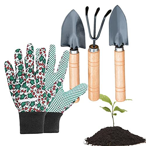 4 St Gartengeräte Gartenwerkzeug,Gartengeräte Aus Rostfrei Edelstahl Mit Mit Ergonomischem Griff Gartenset Mit Schaufel Gartenschere Gartenhandschuhe Harke von Facynde