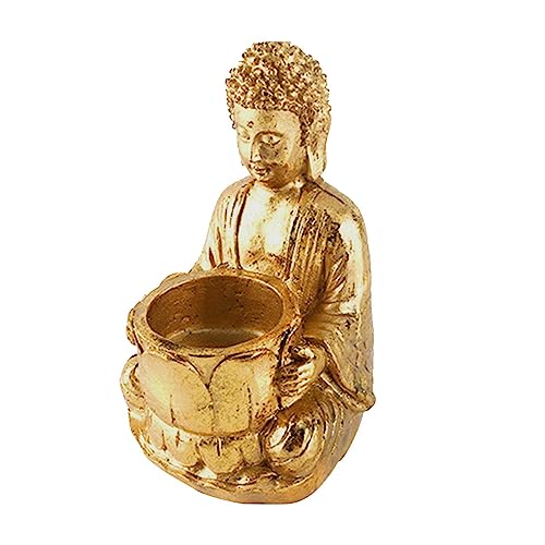 Facynde Buddha-Statue Teelichthalter - Teelichthalter aus Kunstharz, meditierende Buddha-Figur - Robuste Zen-Statue für Terrasse, Innenbereich, Garten, Zuhause, Wohnzimmer, Büros, Außenbereich von Facynde