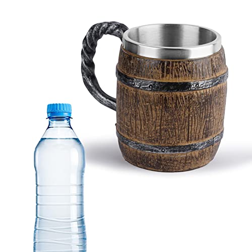 Facynde Bierkrüge, 450 ml Bierkrug im altmodischen Wikinger-Holzstil, Old Style Wikinger Bierkrug Simulation Holz Stil Trinkgefäße Fass Bierkrug Eiche Bierkrug zum Trinken von Bier von Facynde