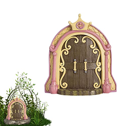 Facynde Feengartentür,Feengarten Feentüren aus Holz - Garten-Heimdekoration Magische Gartendekoration für Elfen Miniatur-Fee-Baum-Tür, Feengarten-Zubehör von Facynde