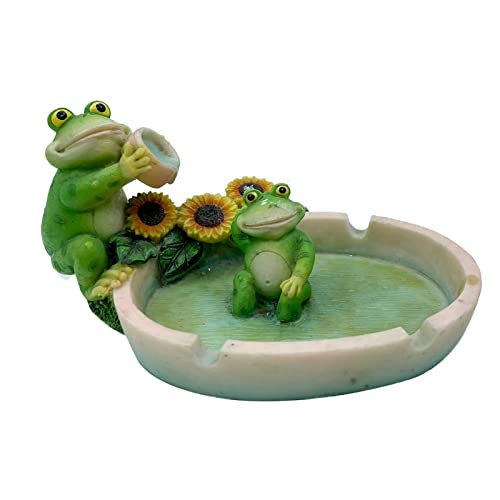 Harz Cartoon Frosch Aschenbecher Outdoor - Indoor Outdoor Aschehalter Catcher Dessert Snacks Tablett | Sommerkunsthandwerk für Desktop-Dekorationen, Vatertagsgeschenke Facynde von Facynde