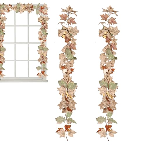 Facynde Herbstgirlande für Mantel - Herbstgirlande mit weißer Kürbisbeere,Herbstranken-Herbstgirlande, künstliche Herbstlaubgirlande für, Bauernhaus-Herbstdekoration Facynde Herbstgirlande für Mantel - Herbstgirlande mit weißer Kürbisbeere,Herbstranken-Herbstgirlande, künstliche Herbstlaubgirlande für, Bauernhaus-Herbstdekoration von Facynde