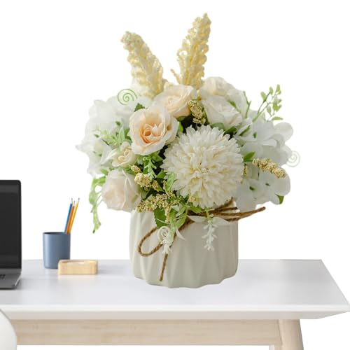 Facynde Künstliche Blumen Kunstblumen und -Pflanzen Kunstblumen Im Topf Künstliche Blumen Klein Kunstpflanze Künstliche Pflanzen Künstliche Blumen, Champagner Seide Sträuße von Facynde