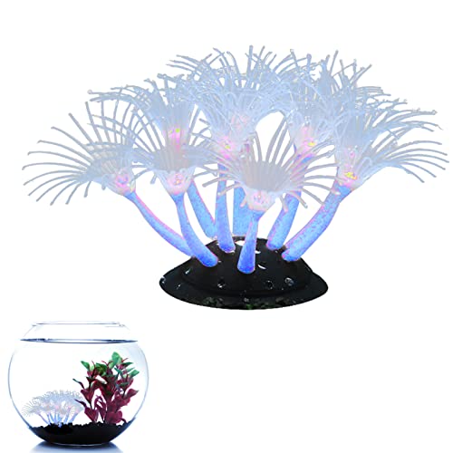 Facynde Leuchtende Koralle für Aquarien - Aquarium Ornamente | Aquarium Aquarium Glow Ornament Korallen Pflanzendekorationen Leuchtendes Silikonzubehör von Facynde