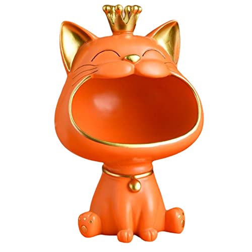 Facynde Lucky Big Mouth Katze Aufbewahrungsbox Katze, Kunstharz-Statue Für Schlüssel, Kosmetik, Parfümflaschen von Facynde