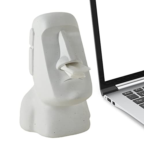 Moai Tissue Box Halter | Halter und Deckel für Taschentuchboxen des Moai - Multifunktions-Harz-Tissue-Spender für Küche, Schlafzimmer, Büro, Wohnzimmer, Badezimmer, Dekoration, Tissues Cover Facynde von Facynde