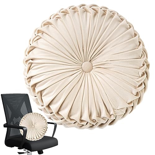 Facynde Rundes Bürokissen | Rundes Kissen Ball Sofa Tatami Kissen - Plissiertes rundes Samtkissen für Sofa, Stuhl, Couch, Büro, Bett und Wohnzimmerdekoration von Facynde