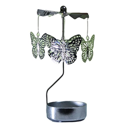 Facynde Schmetterling Teelicht Karussell Glas Teelichthalter Gold Teelichtglas Rotierender Kerzenhalter Teelichtkarussel aus Glas, Windlicht- Karussell, Motiv Schneeflocke von Facynde