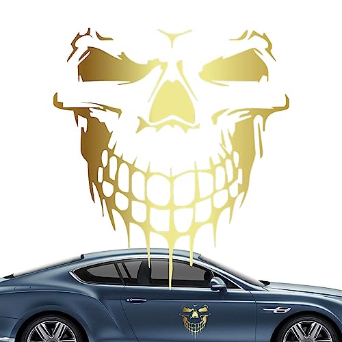 Facynde Totenkopf-Aufkleber für Autos | Reflektierender holografischer Totenkopf-Grafik-Motorhaubenaufkleber selbstklebend - Cartoon-Vinyl-Auto-Außendekorationszubehör für Fahrzeughaube, Türen von Facynde