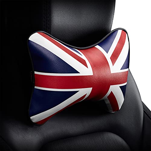 Facynde Union Jack Auto Nackenkissen - Union Jack Flag Nackenstütze Sitzkissen - Bequeme Nackenstütze, atmungsaktive Nackenkissen für das Jubiläum der Königin von Facynde