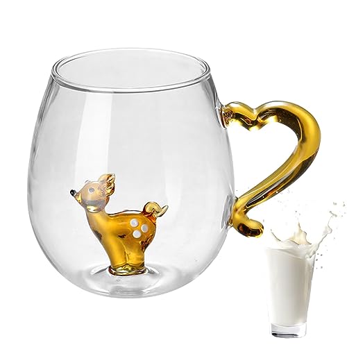 Weinglas mit Tier im Inneren,Weihnachtstasse mit Tiermotiv im Glas 400ml - Robuster Wasserglasbecher zum Trinken, langlebige Weihnachtsbecher als Geschenke für Kollegen und Freunde von Facynde