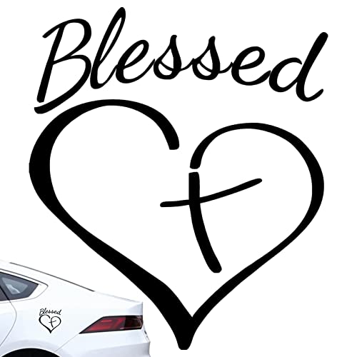 Facynde Gesegnete Kreuz- und Herz-Christliche Aufkleber, Liebe Herz Auto Aufkleber Aufkleber Christian Aufkleber Aufkleber, Liebes-Herz-Autoaufkleber, einfach anzubringen, um Ihr Auto zu verschönern von Facynde