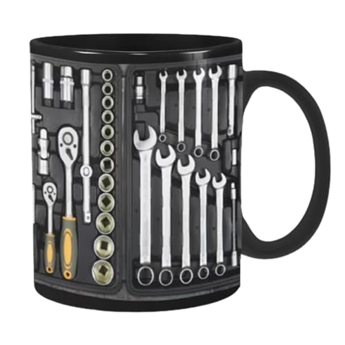 Mechaniker-Tasse schwarz, kreative Mechaniker-Werkzeugkasten-Set-Tasse für Männer Handwerker KFZ Mechaniker Schrauber von Facynde