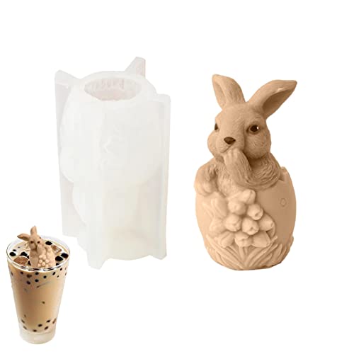 Ostern Kaninchen Silikonform 3D Osterhase Kerzenformen Silikon Kerzen Selber Machen Formen, Ostern Für Geschenke Kinder von Facynde