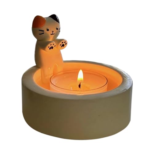 Facynde Silikonform Kerzenhalter Beton Gießform Katze Silikonform Teelichthalter Ornamente, Niedlicher Cartoon-Kerzenhalter Dekoration Geschenk von Facynde