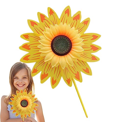 Sonnenblumen-Windmühle - 28 cm Rasen-Sonnenblumen-Windräder, klein | Multifunktionales dekoratives Kinderspielzeug mit 3D-Struktur und leuchtenden Farben für Park, Garten, Hof, Außenbereich, Facynde von Facynde