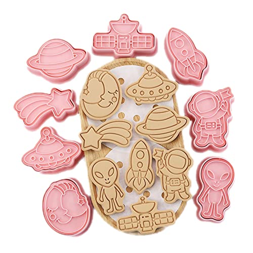 Stern- und Mond-Ausstecher - Astronaut Ausstecher zum Backen,Fondant-Form mit -Thema, inklusive Rakete, Planet, Space Shuttle, Blimp, und Alien für Partyzubehör von Facynde