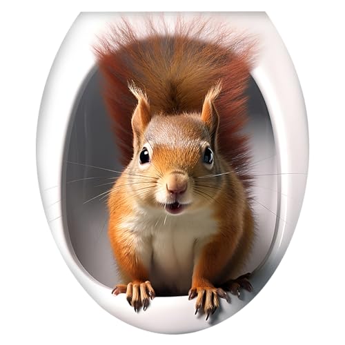 Facynde Eichhörnchen Toilettenaufkleber - Wasserdichte Tieraufkleber für Toilettensitz & Wand - Braun, Natur - 1 Stück von Facynde