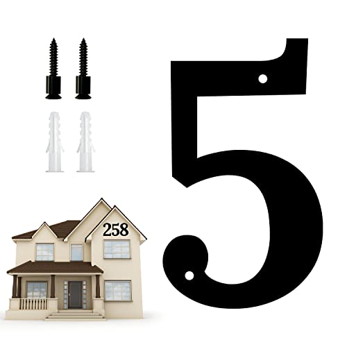 Große Hausnummer aus Metall, Höhe 26cm Moderne schwebende Schilder mit großen Hausnummern aus Metall, schwarz beschichtet, rostfrei, für den Außenbereich (5) von Fadaat