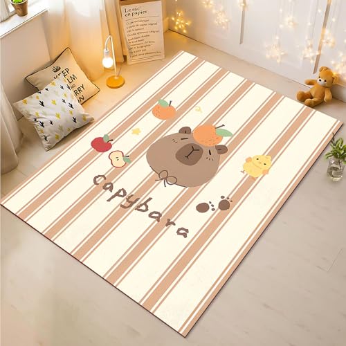 Fadaing Capybara Teppich Wohnzimmer 160x230cm Niedliche Tier Kinderteppich Kinderzimmer, Cartoon Capybara Teppich Kinder Spielteppich Wohnzimmerteppich(13,50x80cm) von Fadaing