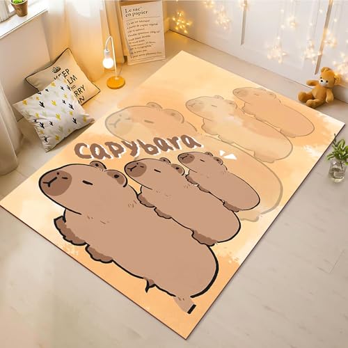Fadaing Capybara Teppich Wohnzimmer 160x230cm Schlafzimmer Kinderteppich Kinderzimmer, Cute Capybara Teppich Kinder Spielteppich Wohnzimmerteppich Fur Schlafzimmer Dekoration(17,140x200cm) von Fadaing