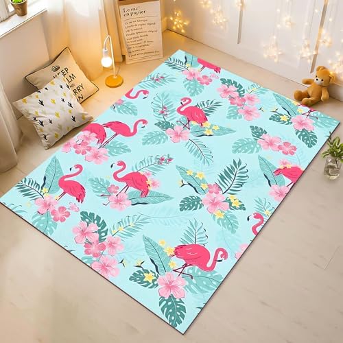 Fadaing Flamingos Teppich Wohnzimmer 160x230cm Schlafzimmer Kinderteppich Kinderzimmer, Süßer Flamingo Teppich Kinder Spielteppich Wohnzimmerteppich Fur Schlafzimmer Dekoration(3,40x60cm) von Fadaing