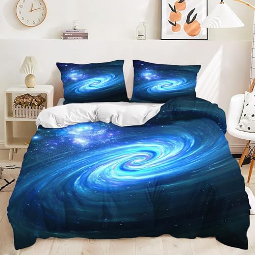 Fadaing Galaxy Bettwäsche 135x200 Universum Planeten Bettwäsche Set Für Kinder, Weltraum Galaxie Bettbezug Set Weiche Mikrofaser Mit Kissenbezüge (6,Single 135 X 200 cm) von Fadaing