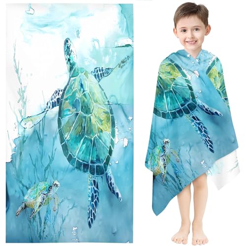 Fadaing Meer Schildkröte Strandtuch 90x180 cm Unterwasserwelt Badetuch Strandlaken Grüne Schildkröte Handtücher 50x100cm Badetuch Groß 100x200cm Microfaser Handtücher(4,90 x 180 cm) von Fadaing