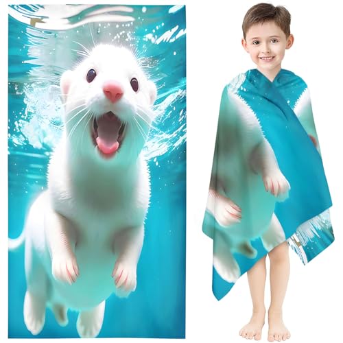 Fadaing Otter Strandtuch 90x180 cm Süßes Tier Badetuch Strandlaken Cartoon Otter Handtücher 50x100cm Badetuch Groß 100x200cm Microfaser Handtücher (20,90 x 180 cm) von Fadaing