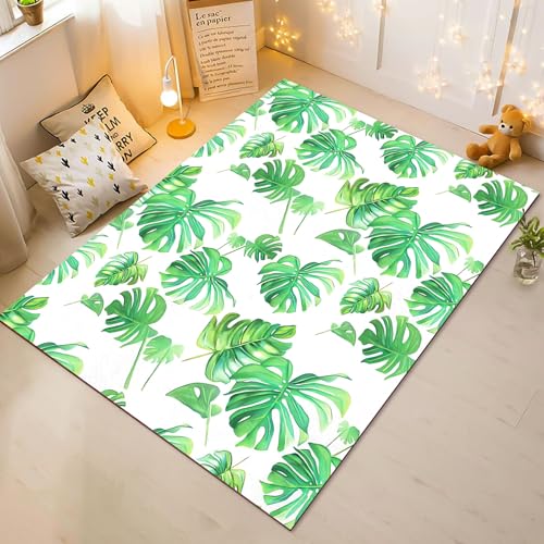 Fadaing Palmblatt Teppich Wohnzimmer 160x230cm Schlafzimmer Kinderteppich Kinderzimmer, Tropische Pflanzen Blumen Teppich Kinder Spielteppich Wohnzimmerteppich Fur Schlafzimmer(14,50x80cm) von Fadaing