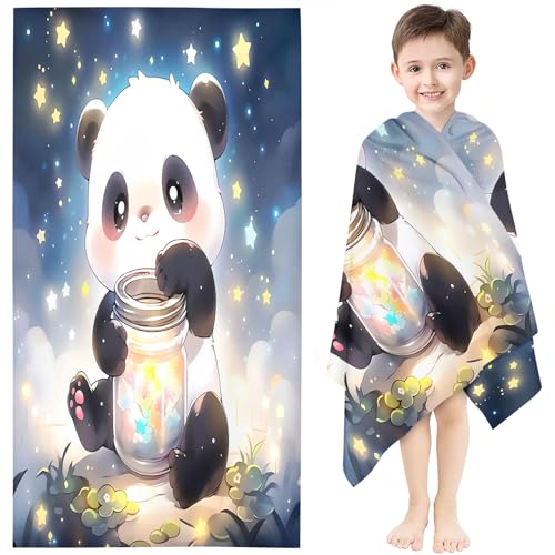 Fadaing Panda Strandtuch 90x180 cm Süßes Tier Badetuch Strandlaken Cartoon Panda Handtücher 50x100cm Badetuch Groß 100x200cm Microfaser Handtücher(19,90 x 180 cm) von Fadaing