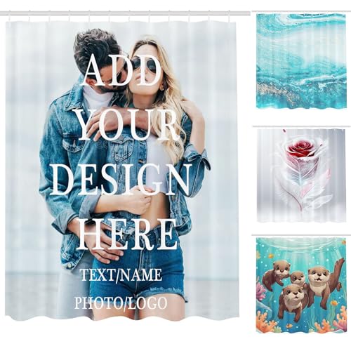 Fadaing Personalisierter Duschvorhang, Individuelles Duschvorhang-Set Mit Foto, Name, Benutzerdefinierte Duschvorhang Wasserdicht Für Die Dekoration Im Badezimmer (1,200×240cm) von Fadaing