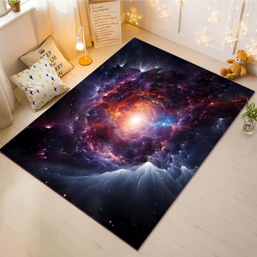 Fadaing Planeten Teppich Wohnzimmer 160x230cm Schlafzimmer Kinderteppich Kinderzimmer, Sterne Weltraum Universum Teppich Kinder Spielteppich Wohnzimmerteppich Fur Schlafzimmer(3,50x80cm) von Fadaing