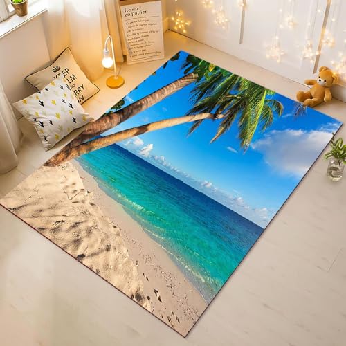 Fadaing Strand Teppich Wohnzimmer 160x230cm Schlafzimmer Kinderteppich Kinderzimmer, Natur Landschaft Teppich Kinder Spielteppich Wohnzimmerteppich Fur Schlafzimmer Dekoration(18,80x120cm) von Fadaing