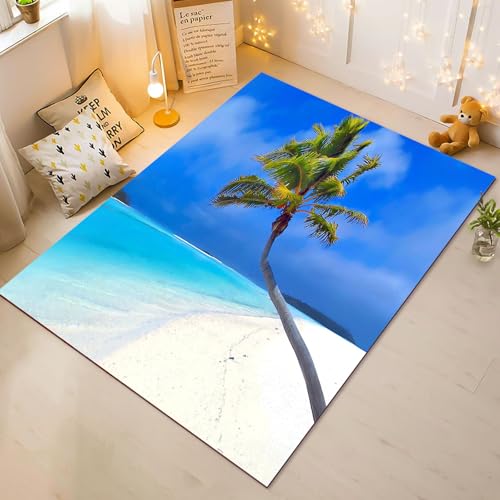 Fadaing Strand Teppich Wohnzimmer 160x230cm Schlafzimmer Kinderteppich Kinderzimmer, Natur Landschaft Teppich Kinder Spielteppich Wohnzimmerteppich Fur Schlafzimmer Dekoration(19,50x80cm) von Fadaing