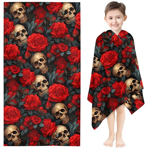 Fadaing Totenkopf Strandtuch 90x180 cm Skull Blume Badetuch Strandlaken Skull Handtücher 50x100cm Für Yoga Sauna Badetuch Groß 100x200cm Microfaser Handtücher (2,80 x 150 cm) von Fadaing