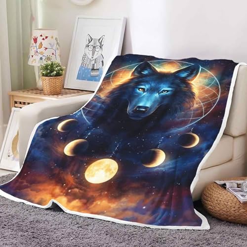 Fadaing Wolf Decken 150x200 Schwarzweiss Wolf Decke Kinder Sanft Flanelldecke Weich Fleecedecke Sofadecken Fleecedecke (150 X 200 cm,1) von Fadaing