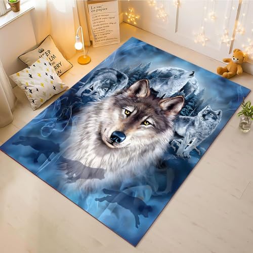Fadaing Wolf Teppich Wohnzimmer 160x230cm Schlafzimmer Kinderteppich Kinderzimmer, Traumfänger Teppich Kinder Spielteppich Wohnzimmerteppich Fur Schlafzimmer Dekoration(2,140x200cm) von Fadaing