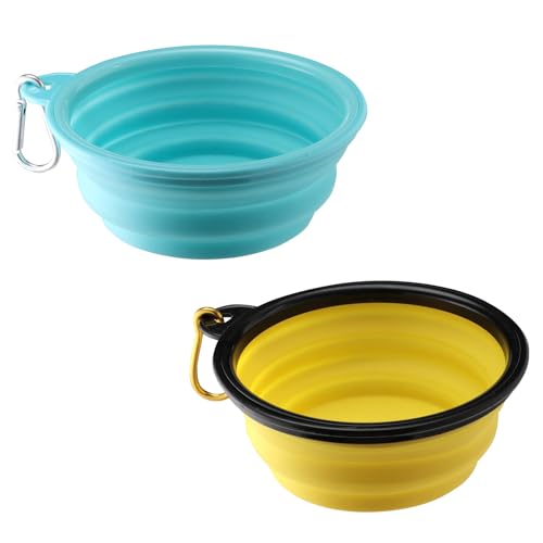 Faltbarer Hundenapf Faltbar Reisenapf Hund Hundenapf Unterwegs Faltnapf Hund Tragbar Faltbarer Trinknapf für Hunde Silikon Wassernapf mit Karabiner Collapsible Dog Bowl für Reisen Alltag von Fadayunn