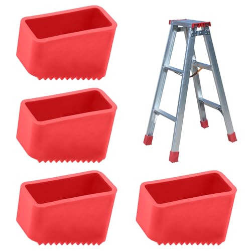 4 Stück 50 x 20 mm Ersatz Leiterkappen Fußkappen, Leiter Rutschfeste Füße Matte, Schutzkappen Gummifüße Ersatzfüße für Leitern, Universal Leiter Fußa Bdeckungen Zubehör für Heim Arbeiter Klappleiter von Fadbuds