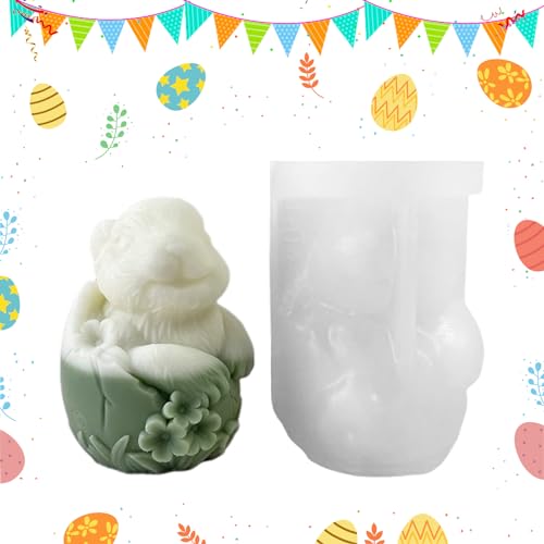 Fadcaer Ostern Kaninchen Kerzenform,3D Hasen Silikonform Kerze,Silikon Kerzen Gießform für Ostern,Seifenform Silikonformen für Kerzen,Harz Kerze Form für Aromatherapie Kerze,Ornament,Ostern Geschenk von Fadcaer