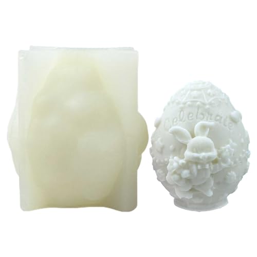 Fadcaer Ostern Silikon Kerze Form, 3D Osterei Kaninchen Seife Form, Handwerk Gießen Silikonform für Kerze Machen DIY Kunsthandwerk Home Dekoration Ostern Handgemachte Geschenke von Fadcaer