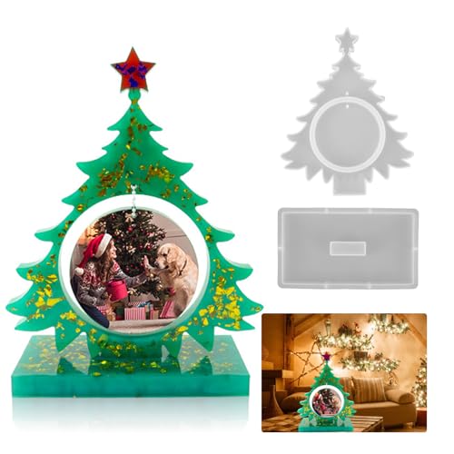 Fadcaer Weihnachtsbaum Harz Form für Fotorahmen, Weihnachtsbaum Form Silikonform Bilder Rahmen, 3D Weihnachtsbaum Epoxy Casting Bilderrahmen Form für DIY Kunst Handwerk Weihnachten Home von Fadcaer