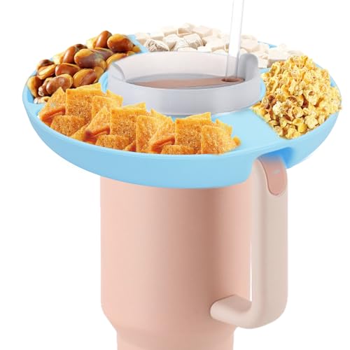 Stanley Cup Snacktablett mit Griff,Snackschale für Stanley Becher,Snackring für Stanley Cup Zubehör,Tragbarer Snackhalter,kompatibel mit Stanley Cup mit 3 Fächern,für Zuhause und draußen (Blau) von Fadcaer