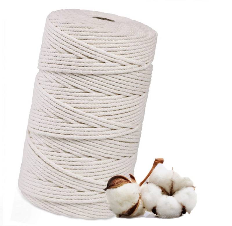FadenWelt Makramee Garn 3mm x 100m, Baumwollgarn für DIY Handwerk Bastelgarn, 100,00 m (Baumwollschnur für Stricken, Baumwollseil für Wandbehänge und Pflanzen Aufhänger) von FadenWelt