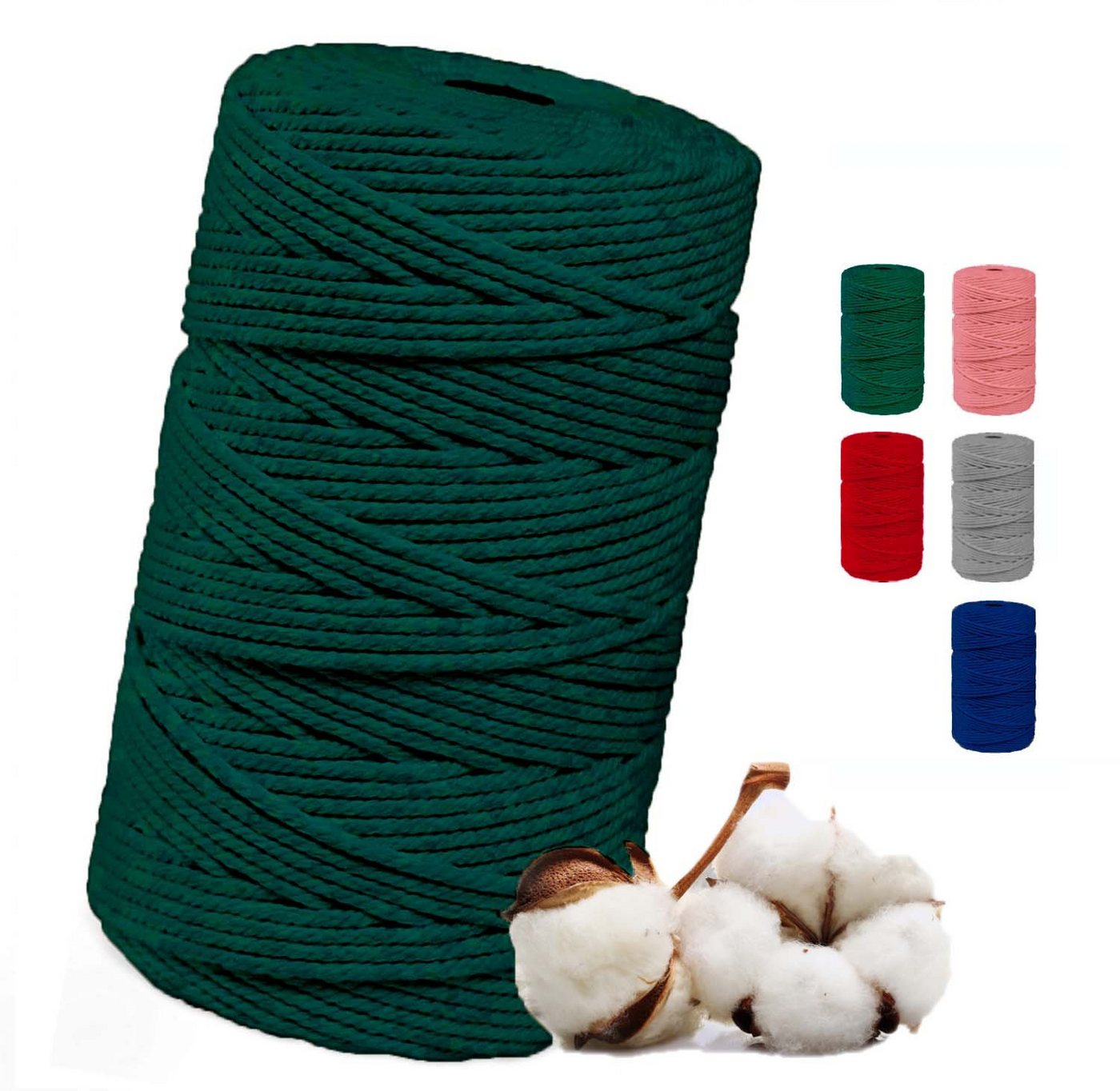 FadenWelt Makramee Garn 3mm x 100m, Baumwollgarn für DIY Handwerk Bastelgarn, 100,00 m (Baumwollschnur für Stricken, Baumwollseil für Wandbehänge und Pflanzen Aufhänger) von FadenWelt