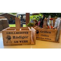 Grill Geschenk Personalisiert Grillmeister | Utensilo Für Besteck Männer |Geschenk Grillparty |Geschenke Grillabend von Fadensalat