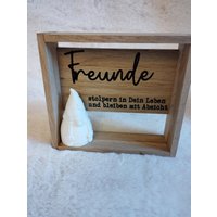 Handgefertigter Klötzchenrahmen | Freunde Spruch 17, 5x16cm Geleimter Holz Rahmen Mit Wichtl Gips Beton Raysin Gegossen Weiß Deko von FadenundHolz