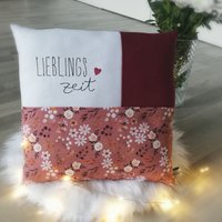 Dekokissen Lieblingszeit Patchwork Dekokissen Lieblingszeit Patchwork von FadenzauberByJulia